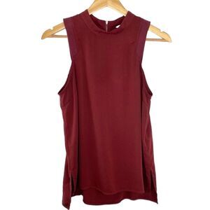Naked zebra maroon high neck zipper back top M